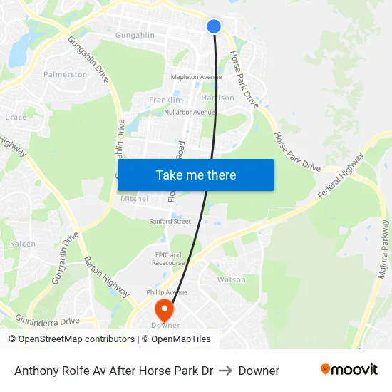 Anthony Rolfe Av After Horse Park Dr to Downer map