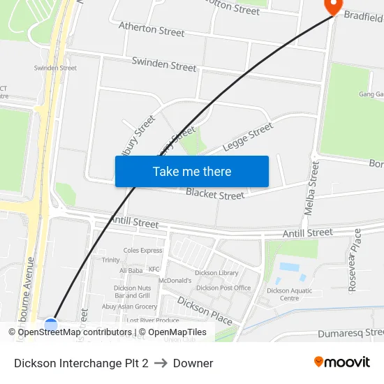 Dickson Interchange Plt 2 to Downer map