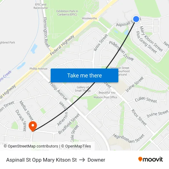 Aspinall St Opp Mary Kitson St to Downer map