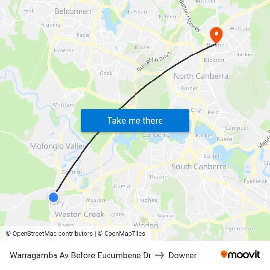 Warragamba Av Before Eucumbene Dr to Downer map