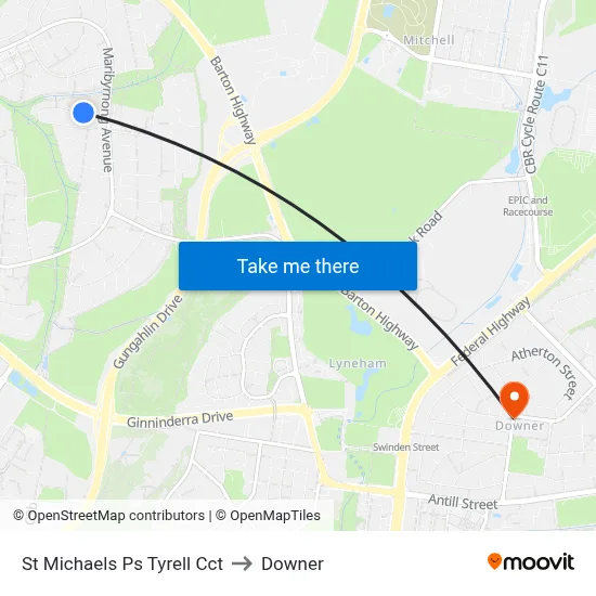 St Michaels Ps Tyrell Cct to Downer map