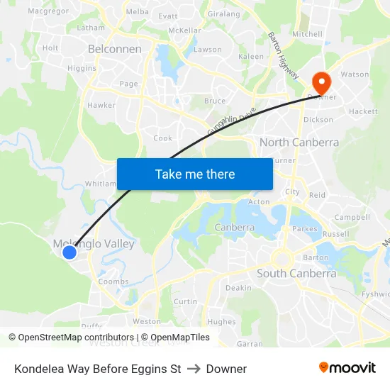 Kondelea Way Before Eggins St to Downer map