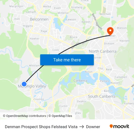 Denman Prospect Shops Felstead Vista to Downer map