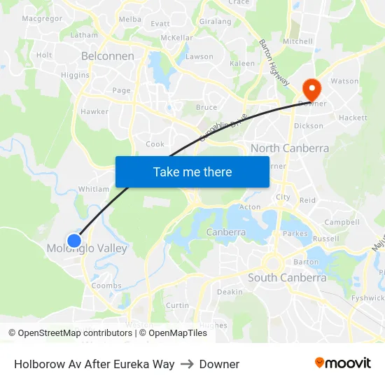 Holborow Av After Eureka Way to Downer map