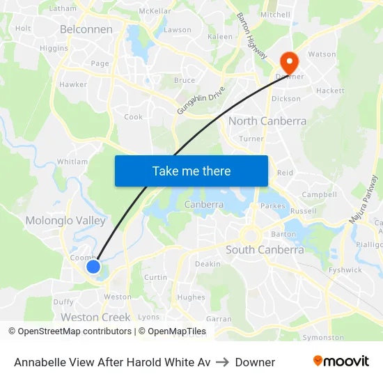 Annabelle View After Harold White Av to Downer map