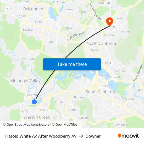 Harold White Av After Woodberry Av to Downer map