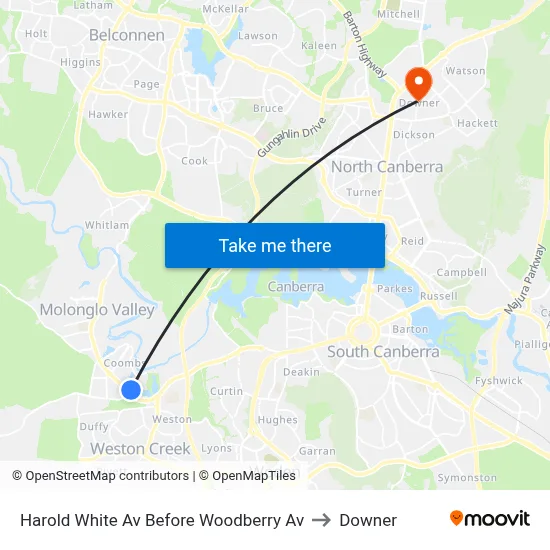 Harold White Av Before Woodberry Av to Downer map