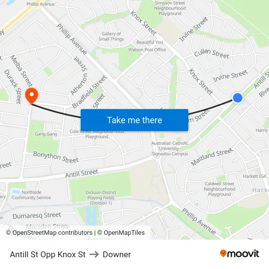 Antill St Opp Knox St to Downer map