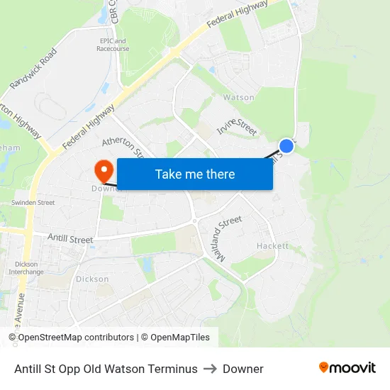 Antill St Opp Old Watson Terminus to Downer map