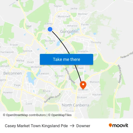 Casey Market Town Kingsland Pde to Downer map