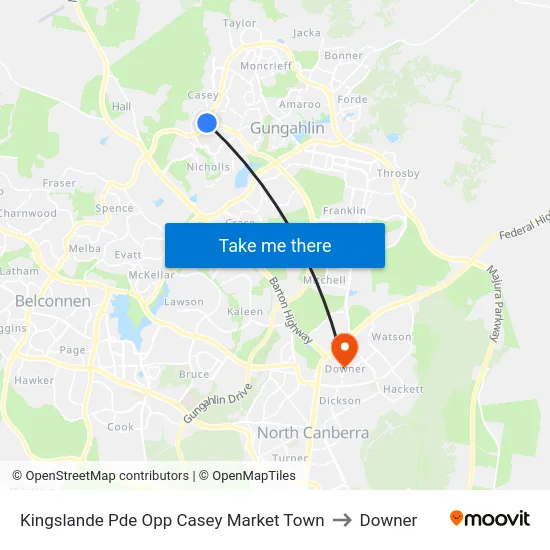 Kingslande Pde Opp Casey Market Town to Downer map