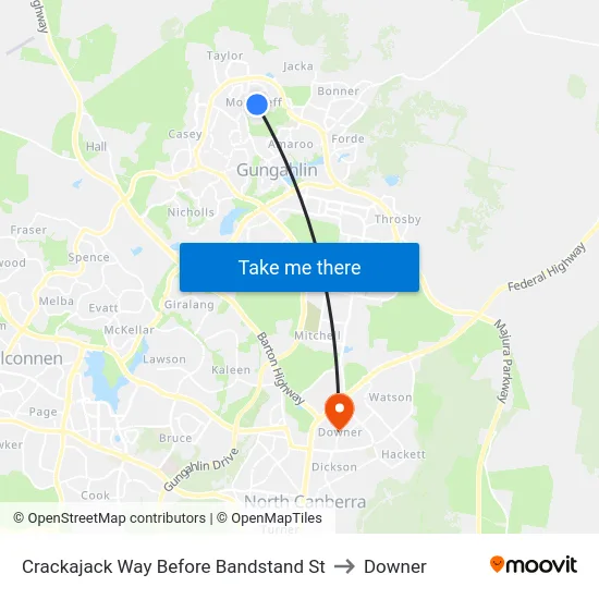 Crackajack Way Before Bandstand St to Downer map