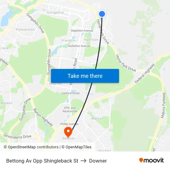 Bettong Av Opp Shingleback St to Downer map