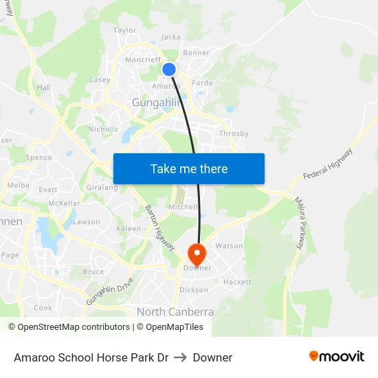 Amaroo School Horse Park Dr to Downer map