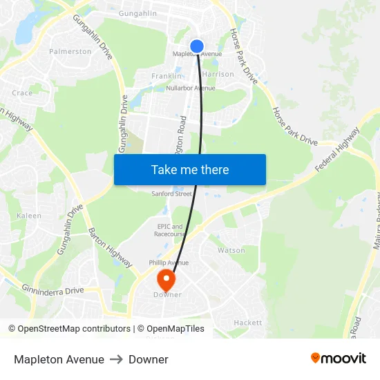 Mapleton Avenue to Downer map