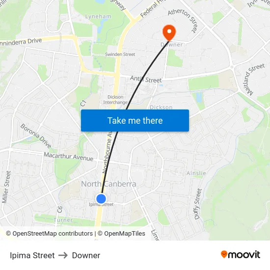 Ipima Street to Downer map