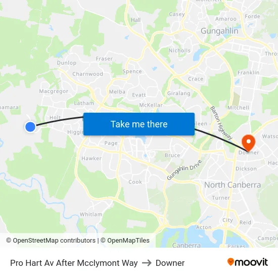 Pro Hart Av After Mcclymont Way to Downer map
