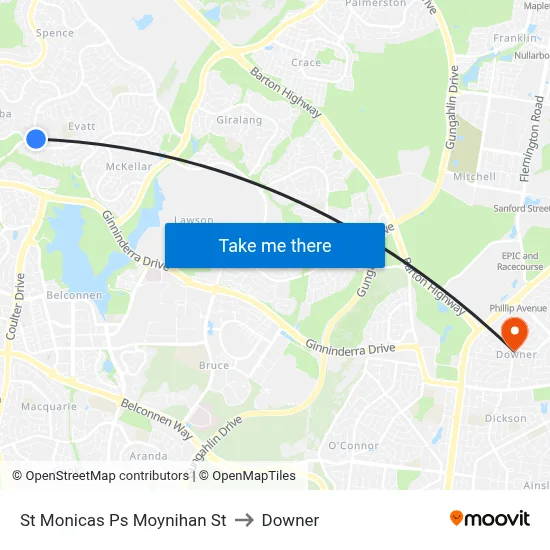 St Monicas Ps Moynihan St to Downer map
