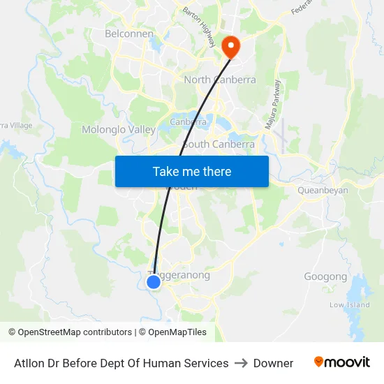 Atllon Dr Before Dept Of Human Services to Downer map