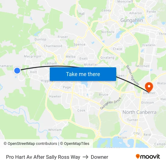 Pro Hart Av After Sally Ross Way to Downer map