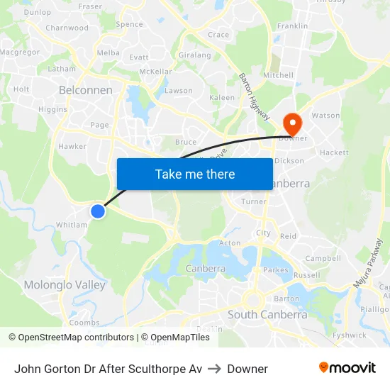 John Gorton Dr After Sculthorpe Av to Downer map