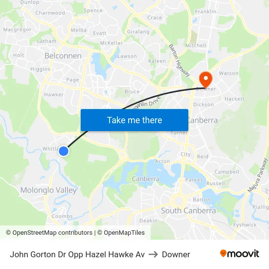 John Gorton Dr Opp Hazel Hawke Av to Downer map