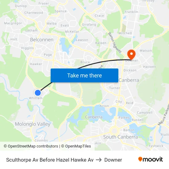 Sculthorpe Av Before Hazel Hawke Av to Downer map