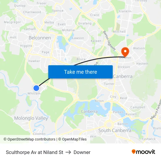 Sculthorpe Av at Niland St to Downer map