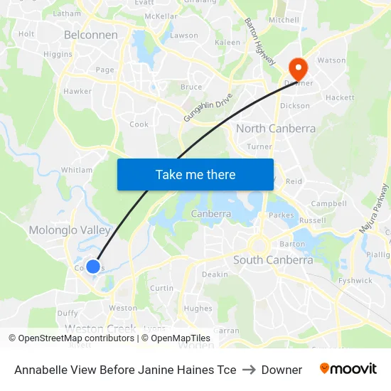 Annabelle View Before Janine Haines Tce to Downer map