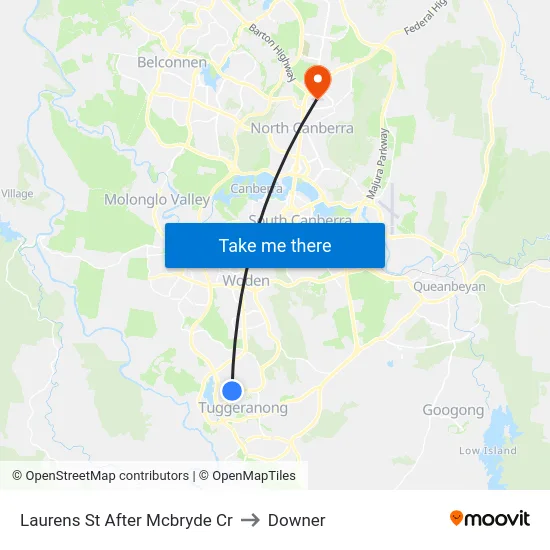 Laurens St After Mcbryde Cr to Downer map