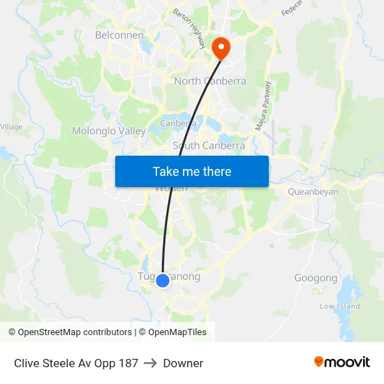 Clive Steele Av Opp 187 to Downer map