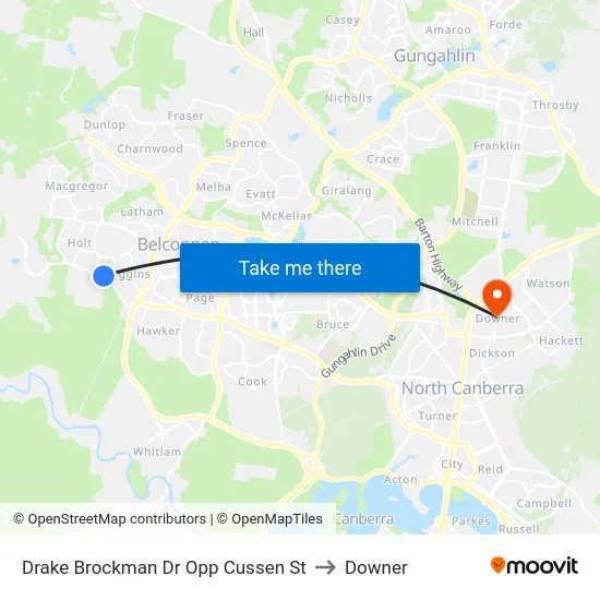 Drake Brockman Dr Opp Cussen St to Downer map