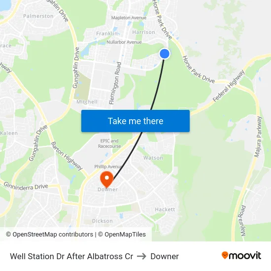 Well Station Dr After Albatross Cr to Downer map