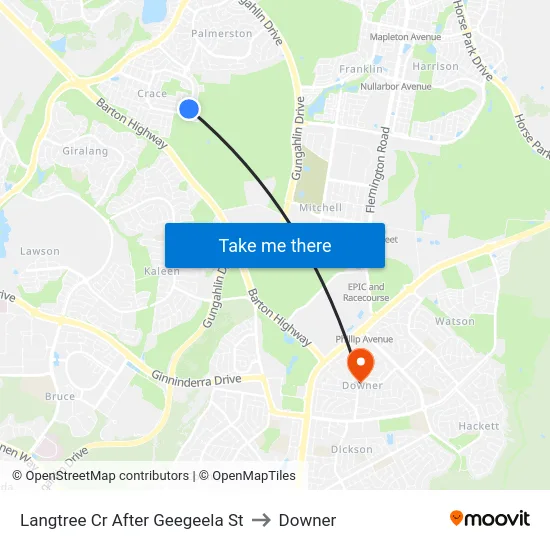 Langtree Cr After Geegeela St to Downer map