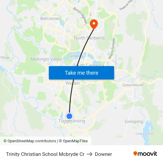 Trinity Christian School Mcbryde Cr to Downer map