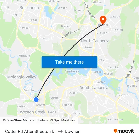Cotter Rd After Streeton Dr to Downer map