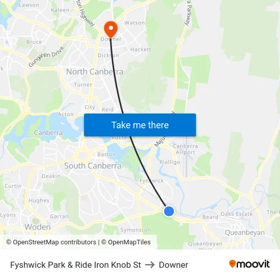 Fyshwick Park & Ride Iron Knob St to Downer map