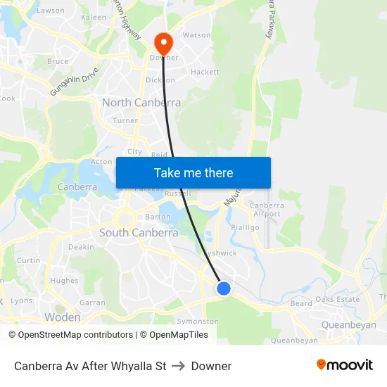 Canberra Av After Whyalla St to Downer map