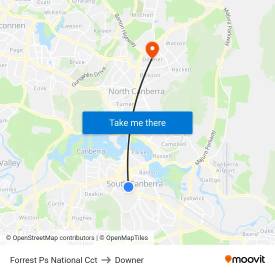 Forrest Ps National Cct to Downer map