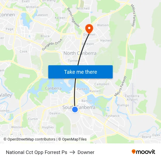 National Cct Opp Forrest Ps to Downer map
