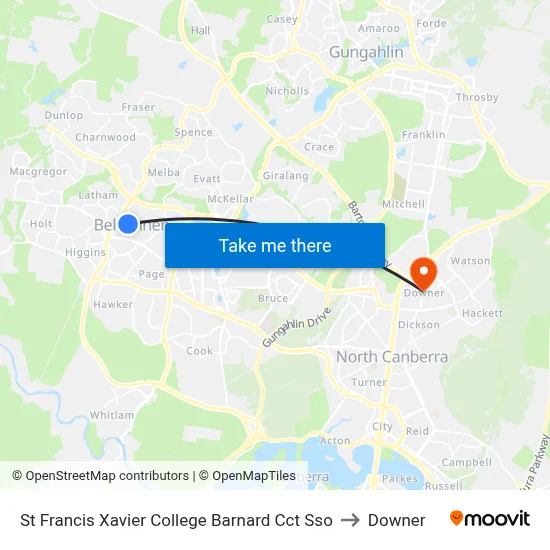 St Francis Xavier College Barnard Cct Sso to Downer map