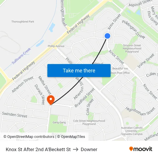 Knox St After 2nd A'Beckett St to Downer map