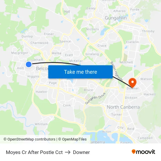 Moyes Cr After Postle Cct to Downer map