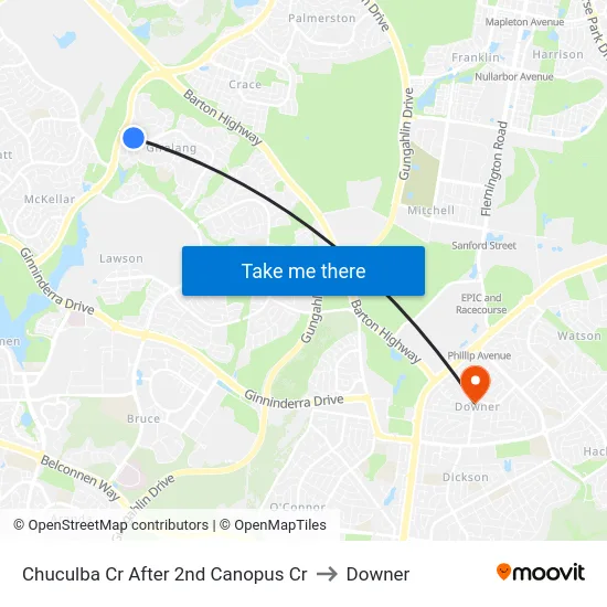 Chuculba Cr After 2nd Canopus Cr to Downer map