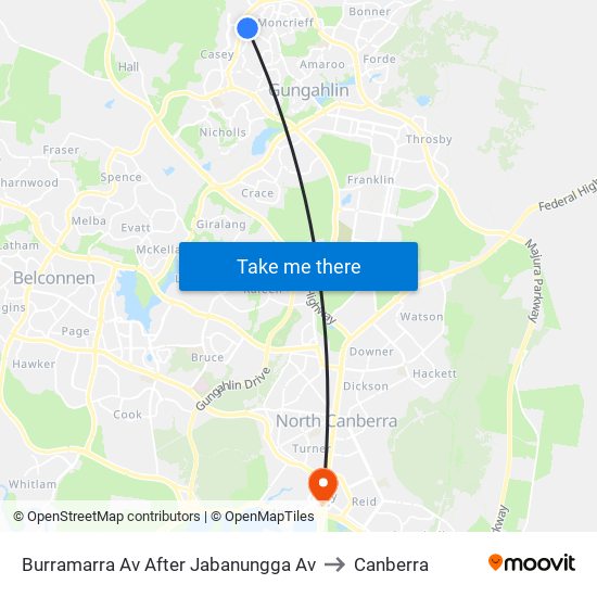 Burramarra Av After Jabanungga Av to Canberra map