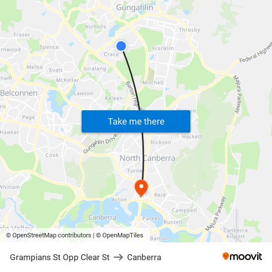 Grampians St Opp Clear St to Canberra map