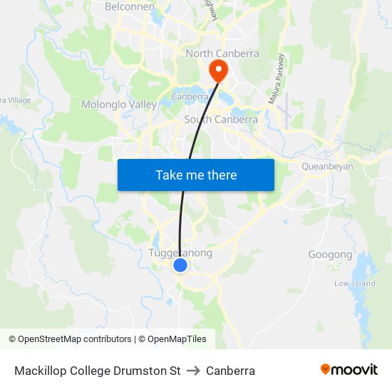 Mackillop College Drumston St to Canberra map