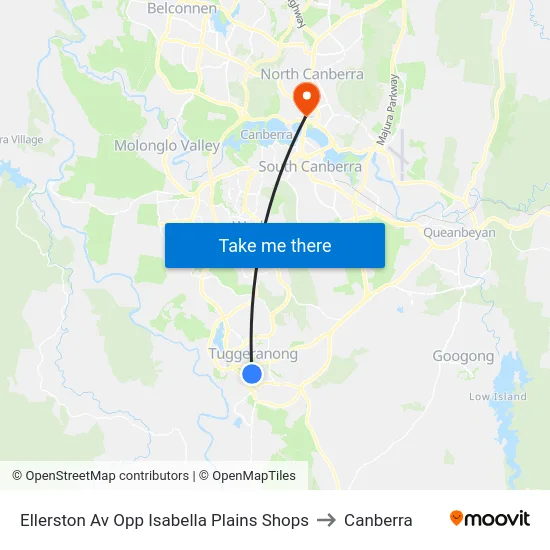 Ellerston Av Opp Isabella Plains Shops to Canberra map