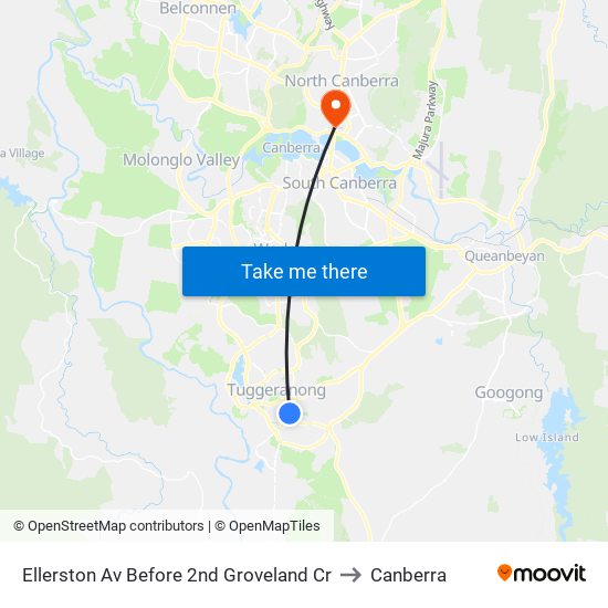 Ellerston Av Before 2nd Groveland Cr to Canberra map