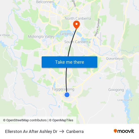 Ellerston Av After Ashley Dr to Canberra map